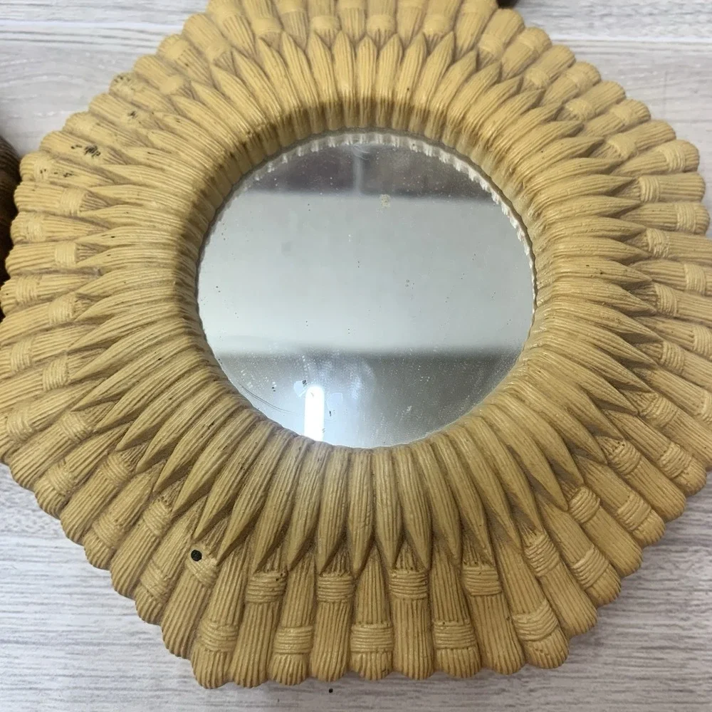 VTG Homeco Interior Yellow Brown Silver Mirror Boho Wall Decor